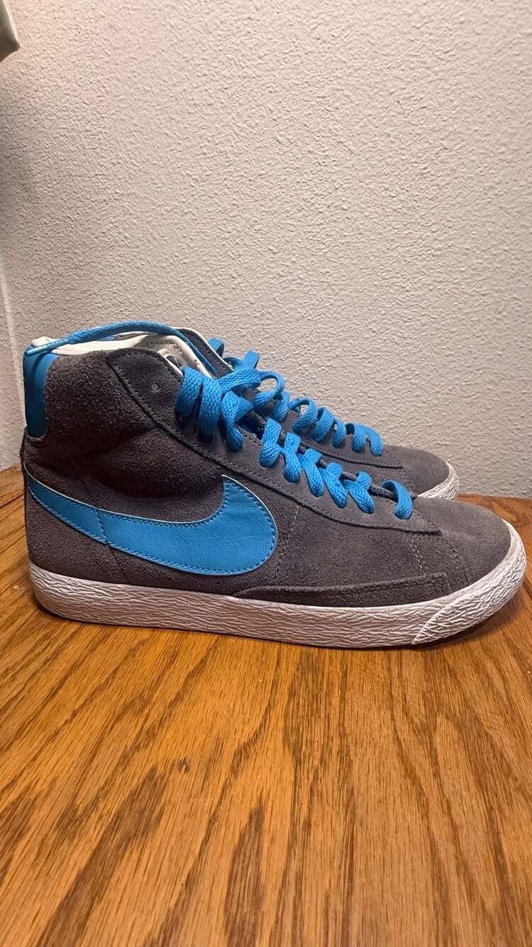 Nike Blazer Mid Vintage GS Suede Sneakers Grey Photo Blue